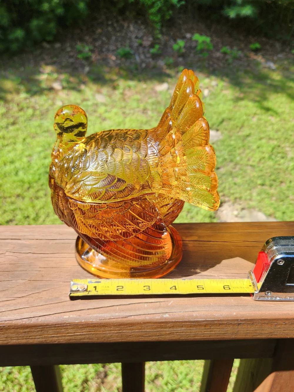 Williams Sonoma Amber Glass Turkey Candy Dish with Lid